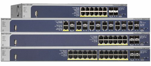 Изображение: упправляемые гигабитные коммутаторы 2-го уровня NETGEAR ProSafe с поддержкой PoE+: GSM7212P и GSM7224P.